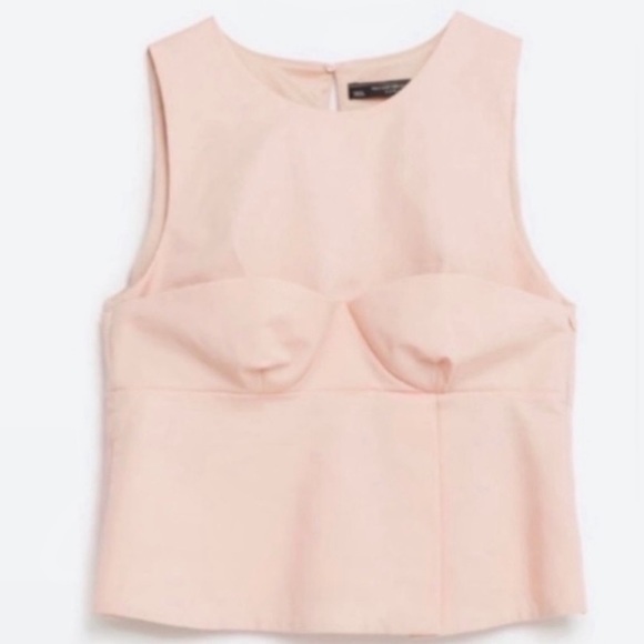 ZARA Pink Peplum Bustier Tank Crop Top Size Medium - Picture 6 of 6
